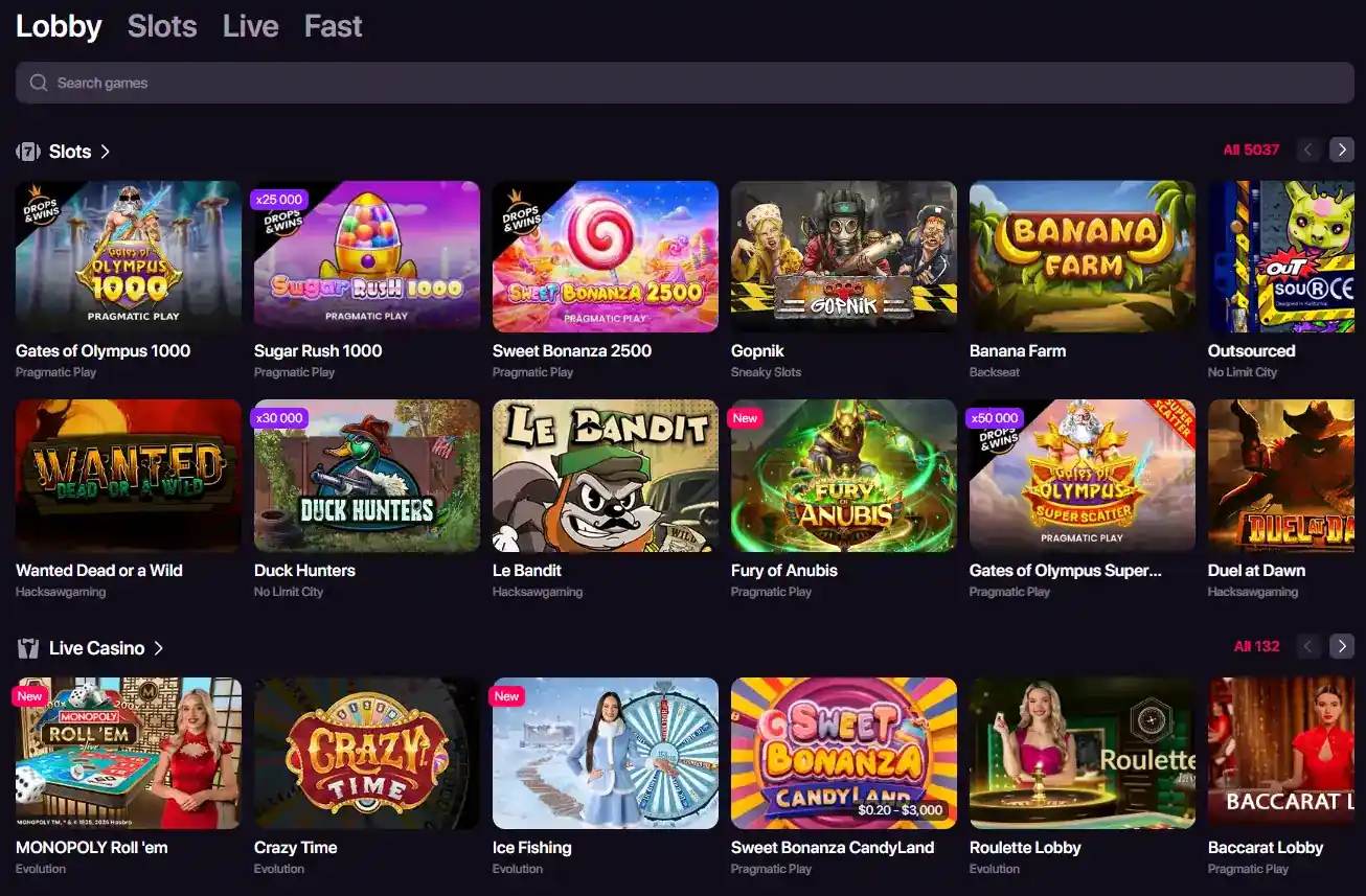 CHEXX casino game and provider interface